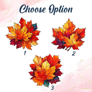 Fall Maple Leaf Faux Stained Glass Suncatcher Acrylic Hanging Window Art with Red, Orange & Gold Maple Leaves, Rustic Autumn Home Decor