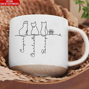 Cute Cats-Personalized Cat Pottery Mug with Name,Special Coffee Cat Mug, Unique Cat Lover Present,Gift For Cat Owner,Family Gift, Pet Lover