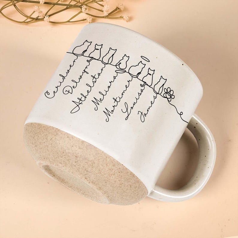Cute Cats-Personalized Cat Pottery Mug with Name,Special Coffee Cat Mug, Unique Cat Lover Present,Gift For Cat Owner,Family Gift, Pet Lover
