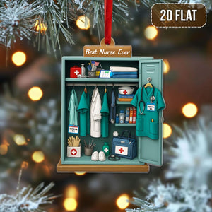 Personalized Nurse Locker Christmas Ornament, Flat 2D RN Scrubs Ornament for Nurse Appreciation, Best Nurse Ever Holiday Gift Idea