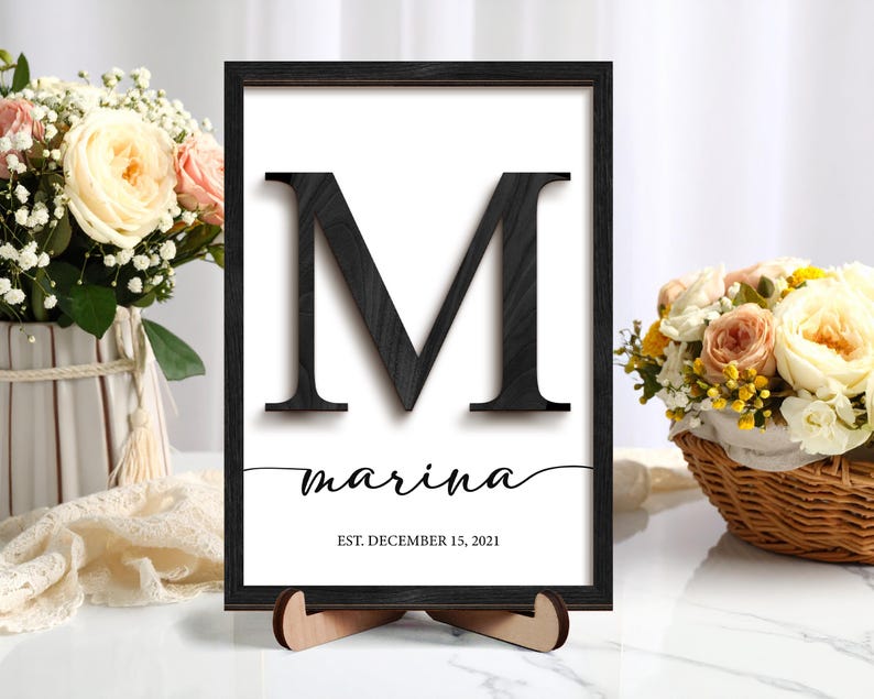 Personalized Family Name Sign,Wooden Frame,Wedding Gift,Anniversarie,Housewarming,Last Name Established Sign,Rustic Decor,First Home Gift