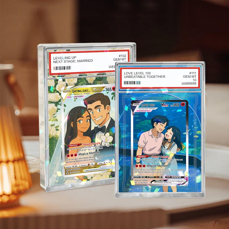 Custom Photo Anime Themed Gift for Couple Acrylic Book, Gifts from Wife, Personalized PokeLove Card, Wedding Gift, Newlywed Gifts, Anniversary Gifts
