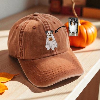 Custom Dog Embroidered Hat Halloween Ghost Dog Washed Hat Halloween Embroidered Baseball Hat Dogs Embroidered Cap Pet Ghost Hat il_794xN.7007971256_gniv.jpg