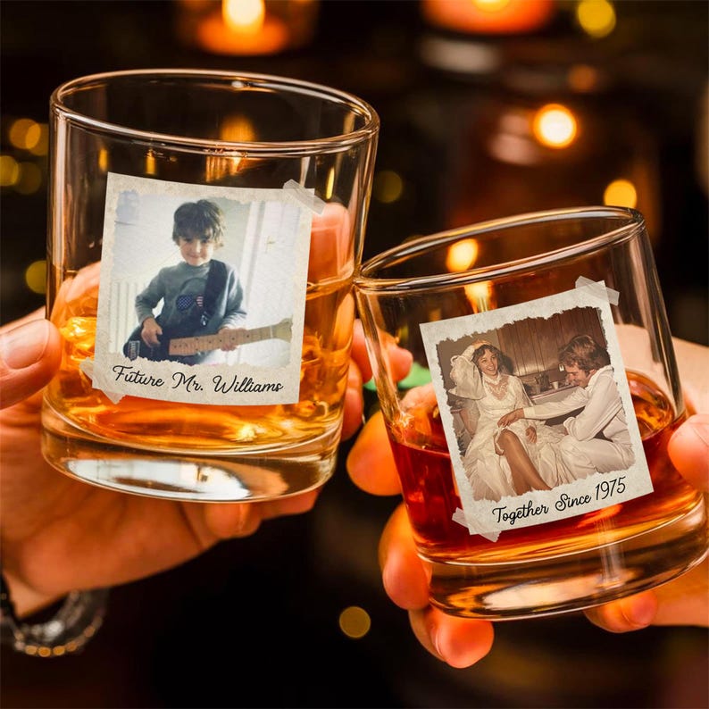Personalized Gift for Father of the Bride, Father of the Groom, Custom Photo Whiskey Glass, Wedding Keepsake, Gift for Dad, Gift for Him
