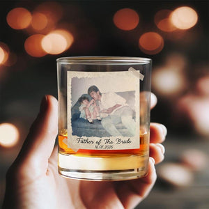 Personalized Gift for Father of the Bride, Father of the Groom, Custom Photo Whiskey Glass, Wedding Keepsake, Gift for Dad, Gift for Him