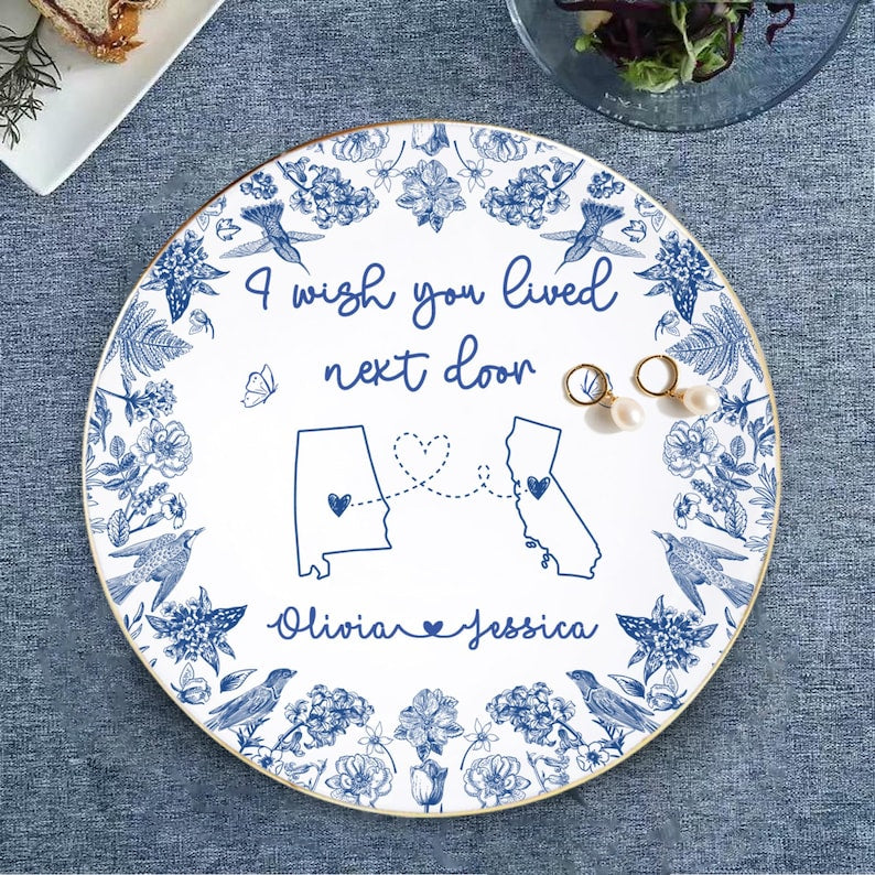 Personalized Jewelry Dish Gifts for Besties, BFF, Soul Sister, I Wish You Lived Next Door, Long Distance Gift, Friendship Gift, Couple Gifts