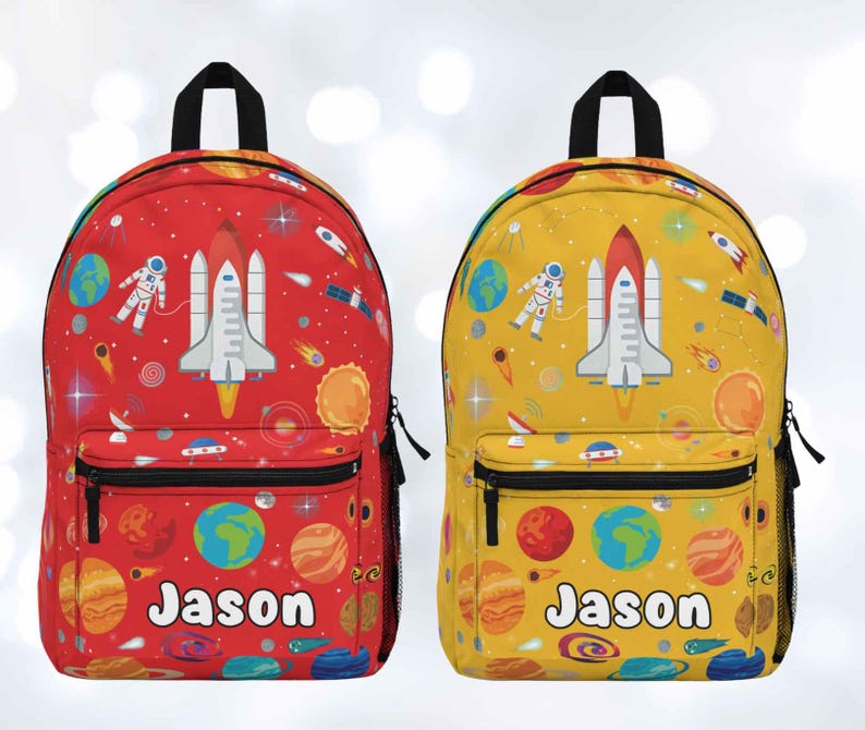 Space Backpack, Personalized Spaceship bag for kids, Outerspace lover gift for son or boys, Spaceship carry all knapsack, Astronaut bookbag