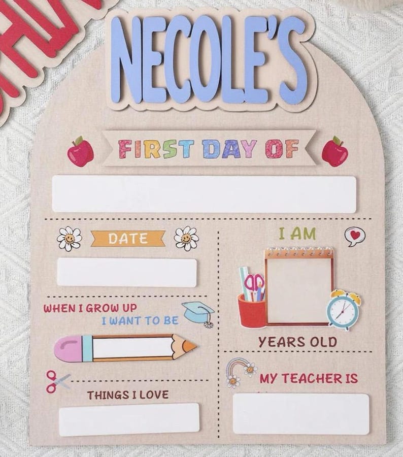 Personalized First & Last Day of School Sign: Wooden Photo Prop