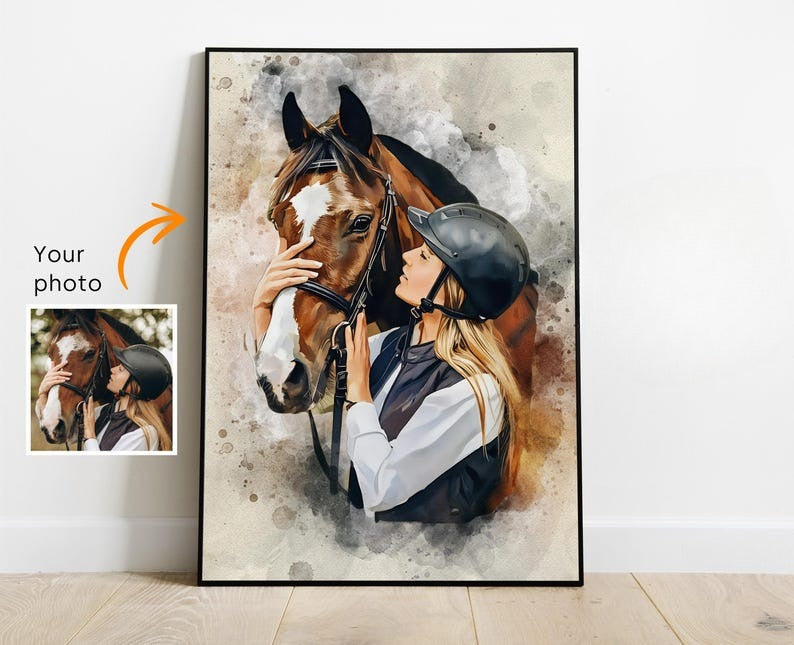 Personalized Horse Gift, Custom Horse Portrait, Horse Lover Gift, Unique Gift for Horse, Horse Gift, Equestrian Gifts, Horse Rider Gift