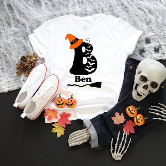Personalized Alphabet Halloween T-Shirt: Custom Family Matching Shirts