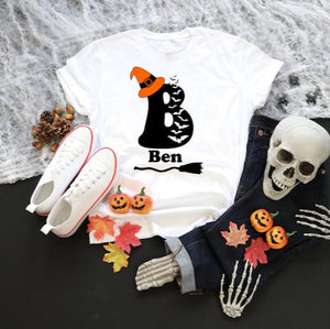 Personalized Alphabet Halloween T-Shirt: Custom Family Matching Shirts