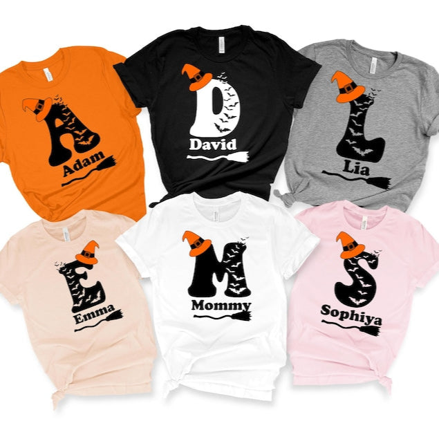 Personalized Alphabet Halloween T-Shirt: Custom Family Matching Shirts