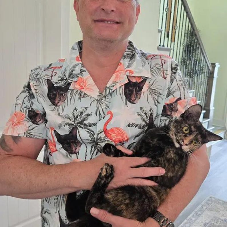 Custom Dog Cat Face Hawaii Shirt, Custom Photo Hawaiian Shirt, Custom Pet Portrait Aloha Shirt, Matching Owner and Pet shirts, Gift for Dad
