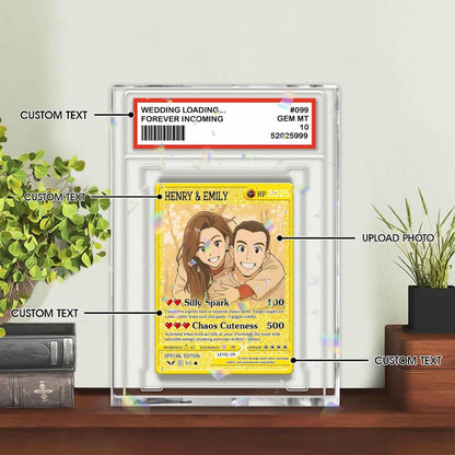 Personalized Couple Poke Love Acrylic Card, Custom photo Anime Themed Gift for Anniversary, Gamer Husband Present from Wife, Love Card Gift