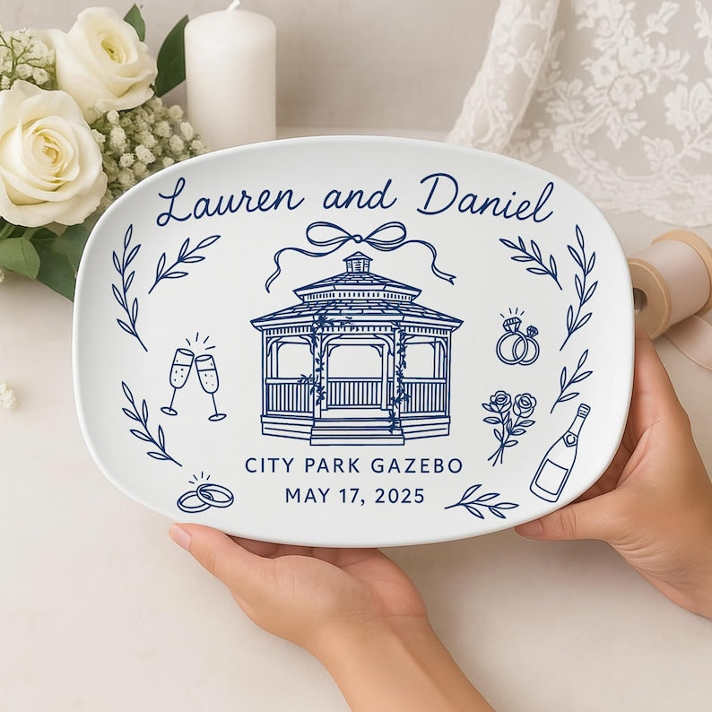 Custom Wedding Venue Platter Personalized Decorative Keepsake Plate with Names, Date & Location Wedding Gift Reception DECOR only