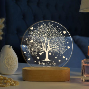 Personalized Tree of Love Night Light Acrylic Lamp, Wedding Anniversary Gift, Custom Couple Name Light, Est Year Keepsake Decor