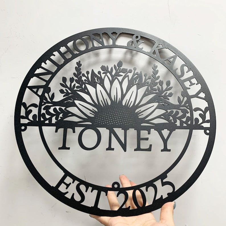 Personalized Wedding Sign Gifts, Custom Last Name Established Sign, Family Name Metal Wall Art,Anniversary Couple Gifts for Her,Housewarming