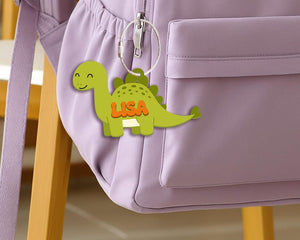 Personalized Dinosaur Keychain for Kids, Custom Backpack Kid Name, Back to School Gift, Cute Dino Bag Charm, Lunch Box Tag, Diaper Bag Tag