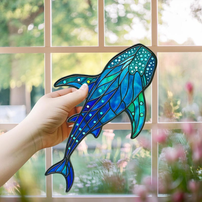 Whale Shark ACRYLIC suncatcher, Whale Window Hangings, Not Glass, Gift For Her, Home Decor, Sea animal Decor