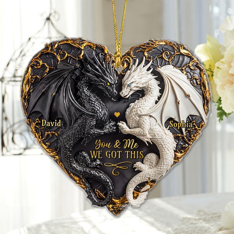 Personalized You and Me We Got This Acrylic Ornament, Dragon Couple Halloween Ornament, Couple Xmas Ornament, Couple Keepsake Gift