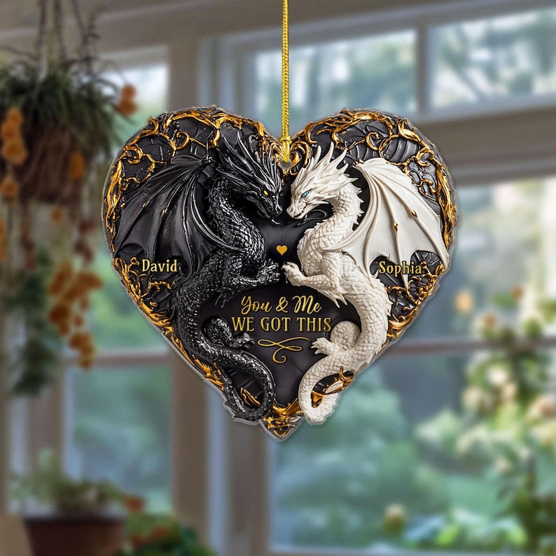 Personalized You and Me We Got This Acrylic Ornament, Dragon Couple Halloween Ornament, Couple Xmas Ornament, Couple Keepsake Gift