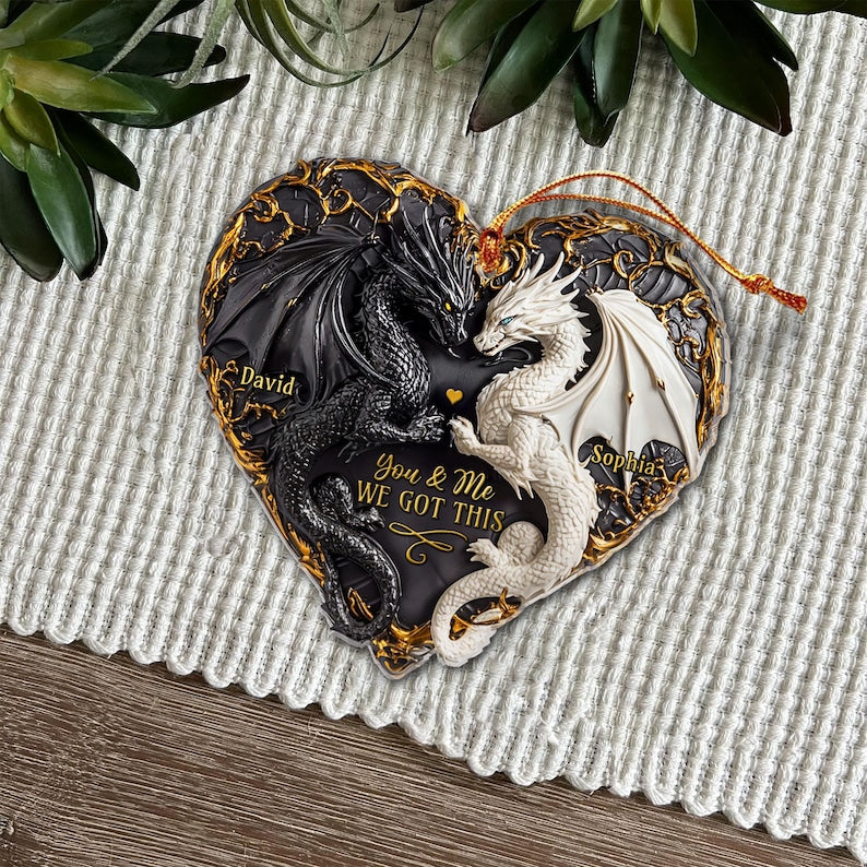 Personalized You and Me We Got This Acrylic Ornament, Dragon Couple Halloween Ornament, Couple Xmas Ornament, Couple Keepsake Gift
