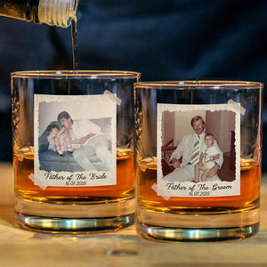 Personalized Gift for Father of the Bride, Father of the Groom, Custom Photo Whiskey Glass, Wedding Keepsake, Gift for Dad, Gift for Him