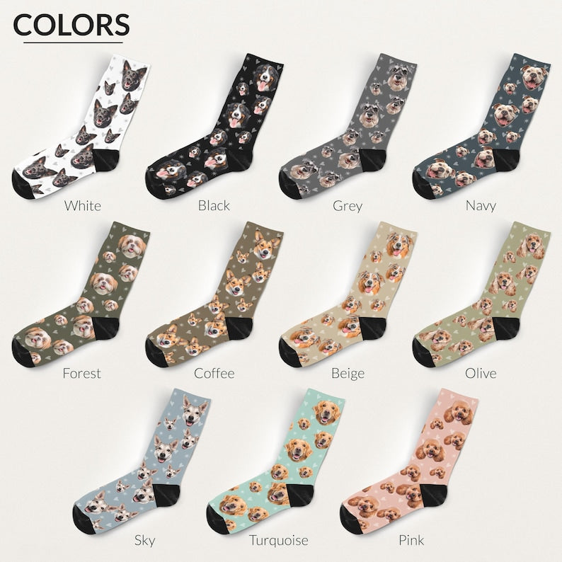 Custom Pet Socks, Many Faces Socks, Puppy Face Custom Socks, Personalized Christmas Gift for Dog Dad, Cat Lover Custom Socks, Pet Socks,
