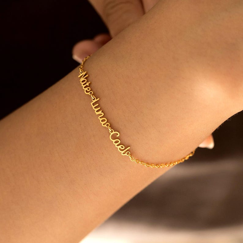 Personalized Name Bracelet, Custom Multiple Name Bracelet, Silver Bracelet for Mother, Family Name Bracelet, Mother's Day Gift for Grandma