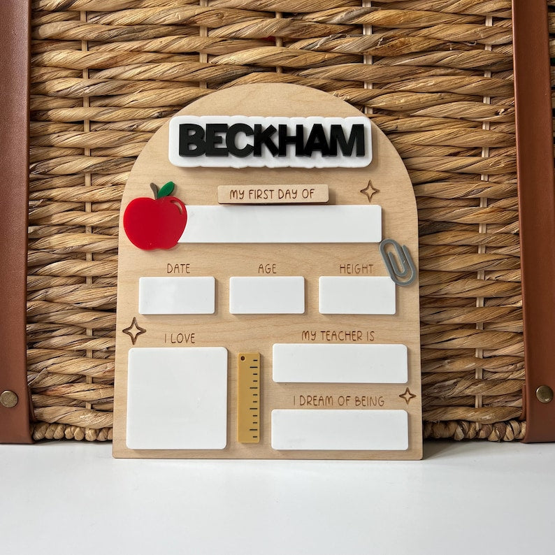 First Day of School Sign | First day and last day of School Changeable Back to School Sign | Personalized Dry Erase 1st Day of School Sign | Custom Acrylic School Photo Prop