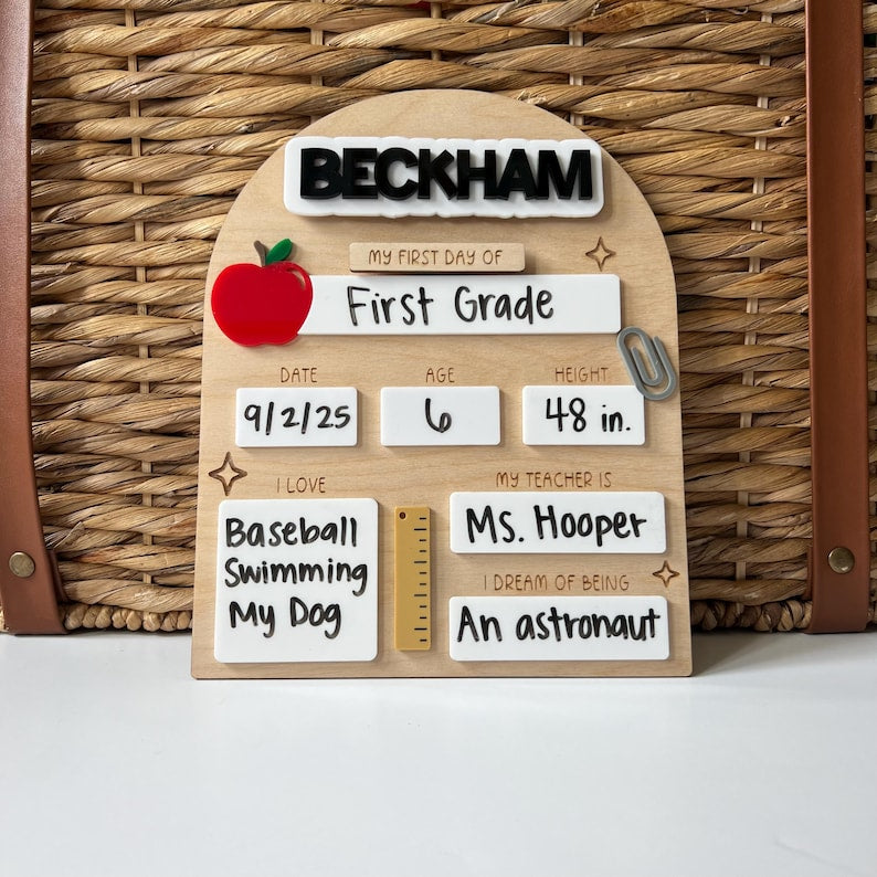 First Day of School Sign | First day and last day of School Changeable Back to School Sign | Personalized Dry Erase 1st Day of School Sign | Custom Acrylic School Photo Prop