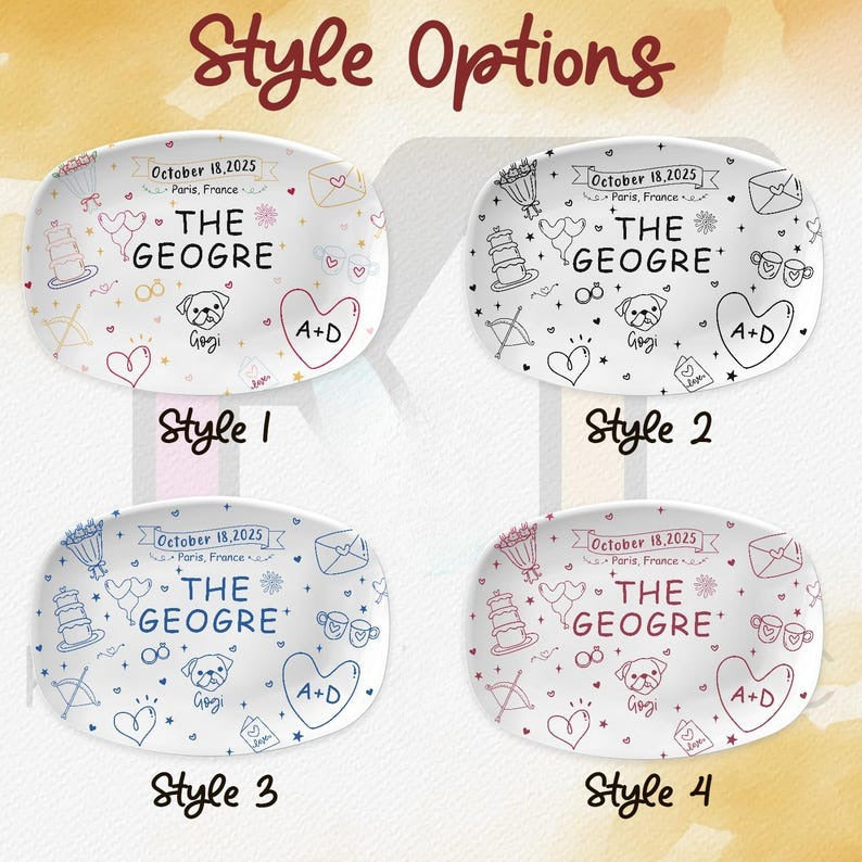 Custom Wedding Platter with Names and Date, Custom Engagement Gift for Bride and Groom, Wedding Keepsake Dish, Bridal Gift, Gift for Couple