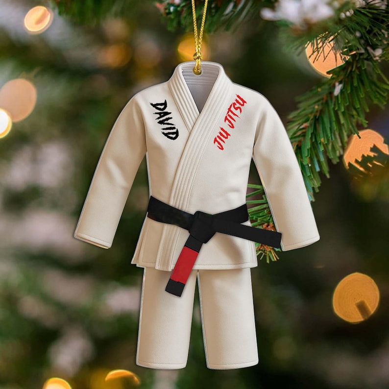 Custom 2D Jiu Jitsu Uniform Christmas Acrylic Ornament, Personalized Martial Arts Gift for Boy or Girl, Personalized Jiu Jitsu Lover Gift