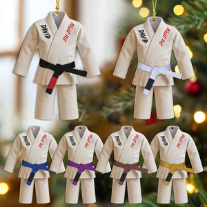 Custom 2D Jiu Jitsu Uniform Christmas Acrylic Ornament, Personalized Martial Arts Gift for Boy or Girl, Personalized Jiu Jitsu Lover Gift