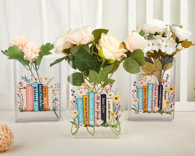 Personalized Book Vase, Acrylic Reader Gift, Custom Literary Decor