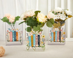 Personalized Book Vase, Acrylic Reader Gift, Custom Literary Decor