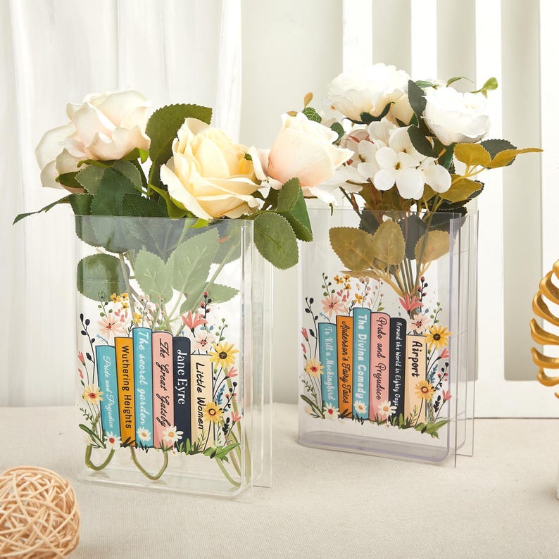 Personalized Book Vase, Acrylic Reader Gift, Custom Literary Decor