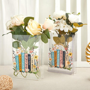 Personalized Book Vase, Acrylic Reader Gift, Custom Literary Decor