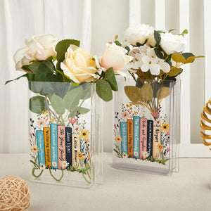 Personalized Eco-Friendly Acrylic Book Vasefor,Flower Books Acrylic Vase,Shelf Decor,Gift For Book Lover,Reading Lover,Acrylic Book Vase