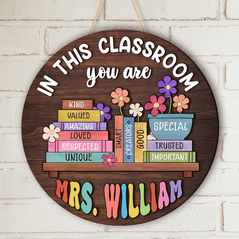 Custom Teacher 3D Door Hanger, In this Classroom You Are, Cute Teacher Door Sign, Back to School Gift, Custom Teacher Name, Classroom Decor