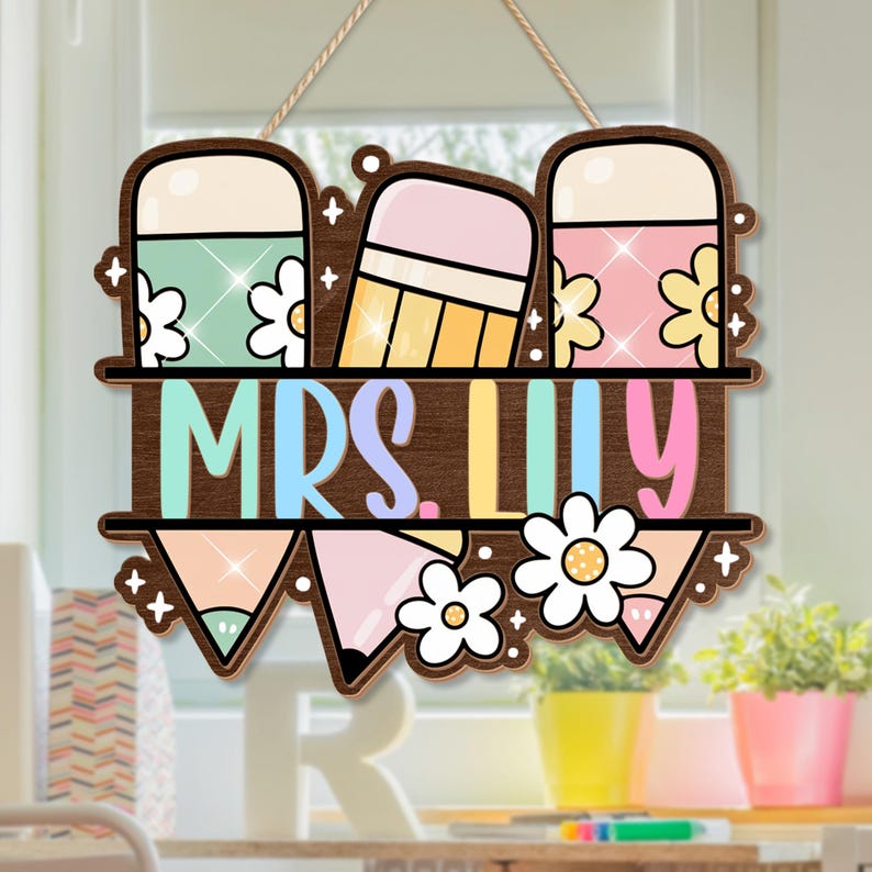 Personalized Teacher 3D Door Sign, Classroom Door Hanger With Teacher Name, Teacher Door Sign, Classroom Welcome Sign, Teacher Door Hanger