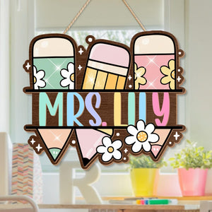 Personalized Teacher 3D Door Sign, Classroom Door Hanger With Teacher Name, Teacher Door Sign, Classroom Welcome Sign, Teacher Door Hanger
