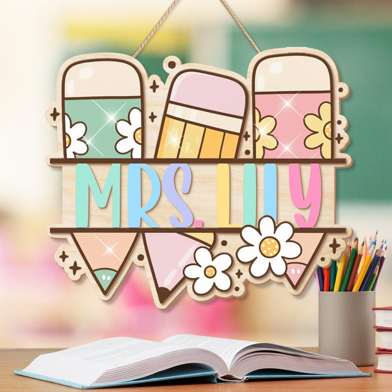 Personalized Teacher 3D Door Sign, Classroom Door Hanger With Teacher Name, Teacher Door Sign, Classroom Welcome Sign, Teacher Door Hanger