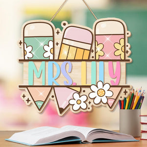 Personalized Teacher 3D Door Sign, Classroom Door Hanger With Teacher Name, Teacher Door Sign, Classroom Welcome Sign, Teacher Door Hanger
