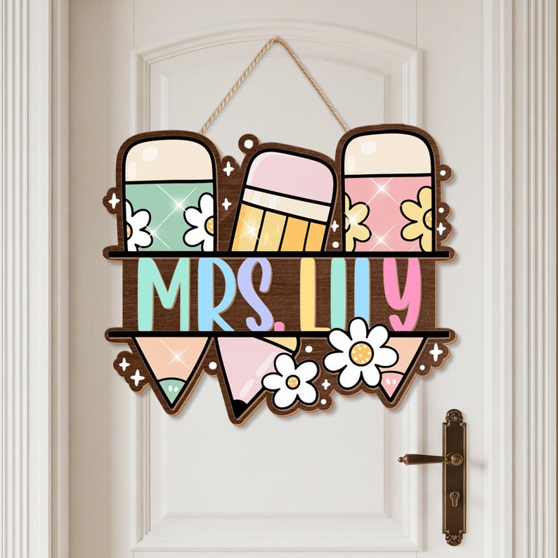 Personalized Teacher 3D Door Sign, Classroom Door Hanger With Teacher Name, Teacher Door Sign, Classroom Welcome Sign, Teacher Door Hanger