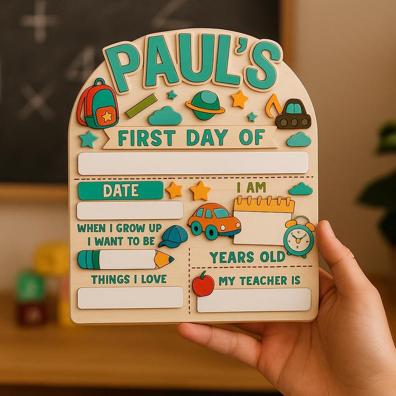 Personalized Wooden First Day of School Sign Customized Back to School Board Ideal Gift for Kids Milestone Photo Prop Teacher Preschool