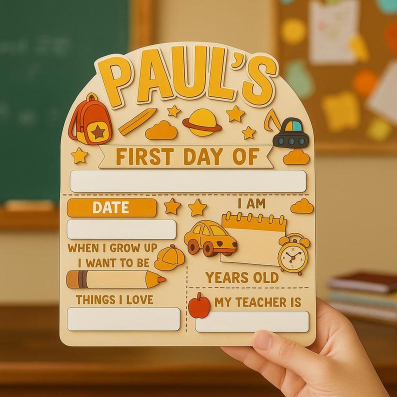 Personalized Wooden First Day of School Sign Customized Back to School Board Ideal Gift for Kids Milestone Photo Prop Teacher Preschool