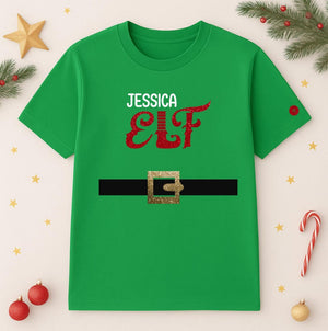 Elf Family Christmas Matching Set, Custom Name, Adults Kids Fancy Dress Outfit Idea