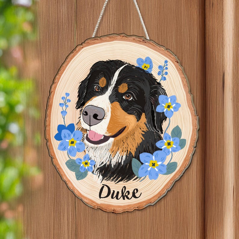 Custom Dog Portrait Wooden Hanging, Custom Pet Portrait Using Pet Photo, Dog Memorial Gift, Dog Portrait Wall Art, Pet Loss Sympathy Gift