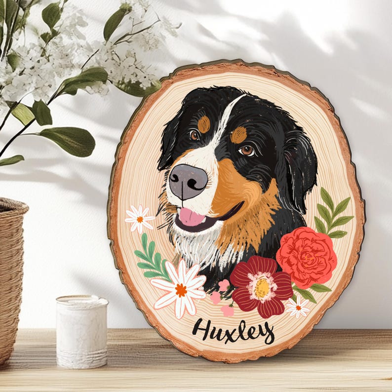 Custom Dog Portrait Wooden Hanging, Custom Pet Portrait Using Pet Photo, Dog Memorial Gift, Dog Portrait Wall Art, Pet Loss Sympathy Gift